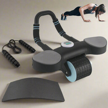 Abdominal Wheel Roller Widened Elbow Support Roller with Timer & Skipping Rope (1 Set) - infinityexculsivestore.com