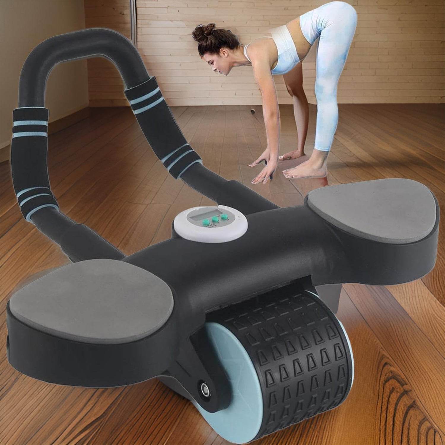 Abdominal Wheel Roller Widened Elbow Support Roller with Timer & Skipping Rope (1 Set) - infinityexculsivestore.com