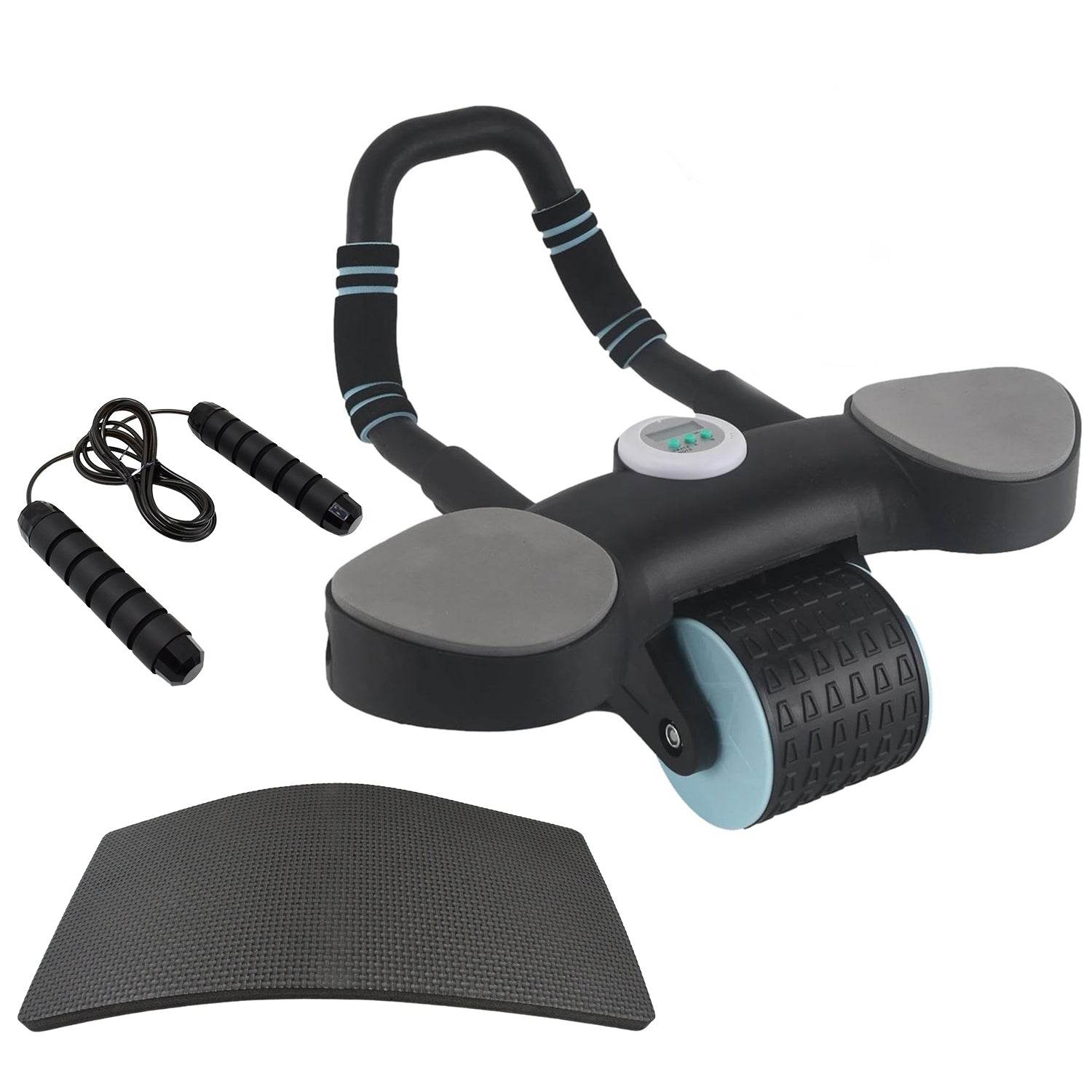 Abdominal Wheel Roller Widened Elbow Support Roller with Timer & Skipping Rope (1 Set) - infinityexculsivestore.com
