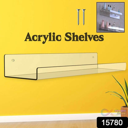 Acrylic Shelves, Clear Shelves Wall Mounted (38×11 Cm / 1 pc / With 2 Screw) - infinityexculsivestore.com