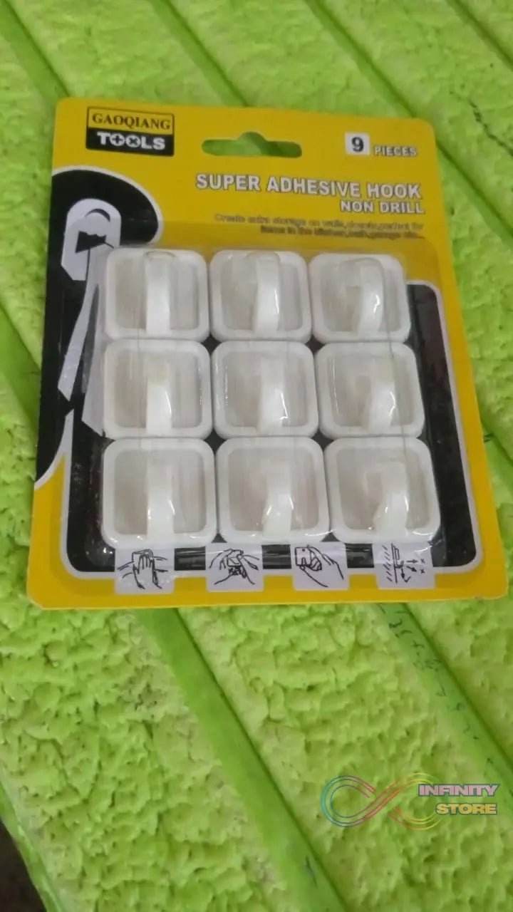 Adhesive Hooks for Wall Hanging Clothes Strong Adhesive Hooks (9 pcs Set) - infinityexculsivestore.com