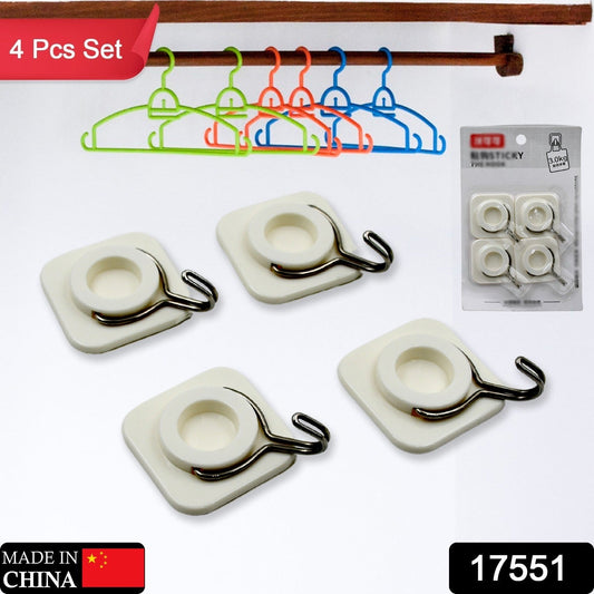 Multipurpose Strong Hook Self - Adhesive hooks for wall Heavy Plastic Hook, Sticky Hook Household For Home, Decorative Hooks, Bathroom & All Type Wall Use Hook, Suitable for Bathroom, Kitchen, Office (4 Pc Set) - infinityexculsivestore.com