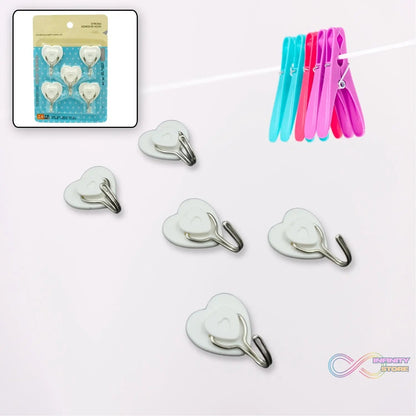Multipurpose Strong Hook Self - Adhesive hooks for wall Heavy Plastic Hook, Sticky Hook Household For Home , Decorative Hooks, Bathroom & All Type Wall Use Hook , Suitable for Bathroom, Kitchen, Office (5 Pc Set) - infinityexculsivestore.com