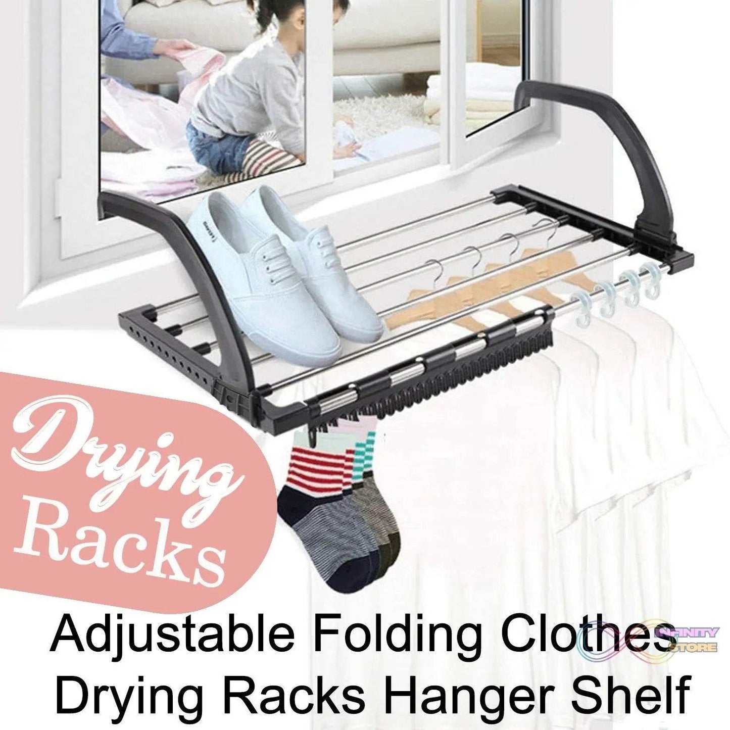 Adjustable Folding Clothes Drying Racks Hanger Shelf - infinityexculsivestore.com