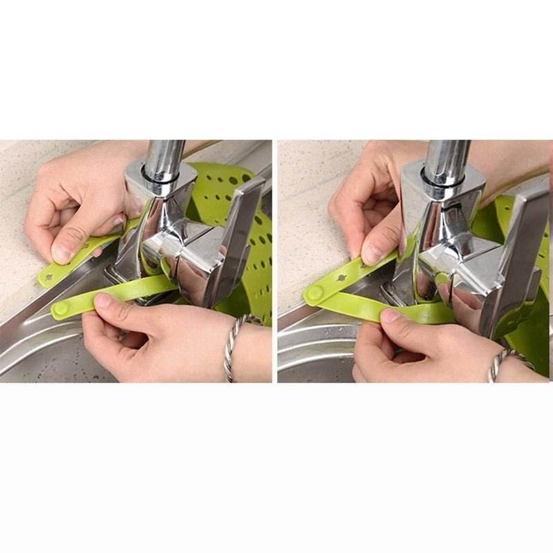 Adjustable Kitchen Bathroom Water Drainage Plastic Basket / Bag with Faucet Sink Caddy - infinityexculsivestore.com