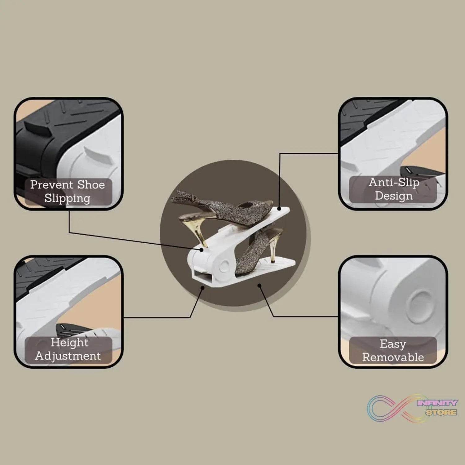 Adjustable Shoe Organizer (1 Pc): Space-Saving Storage - infinityexculsivestore.com