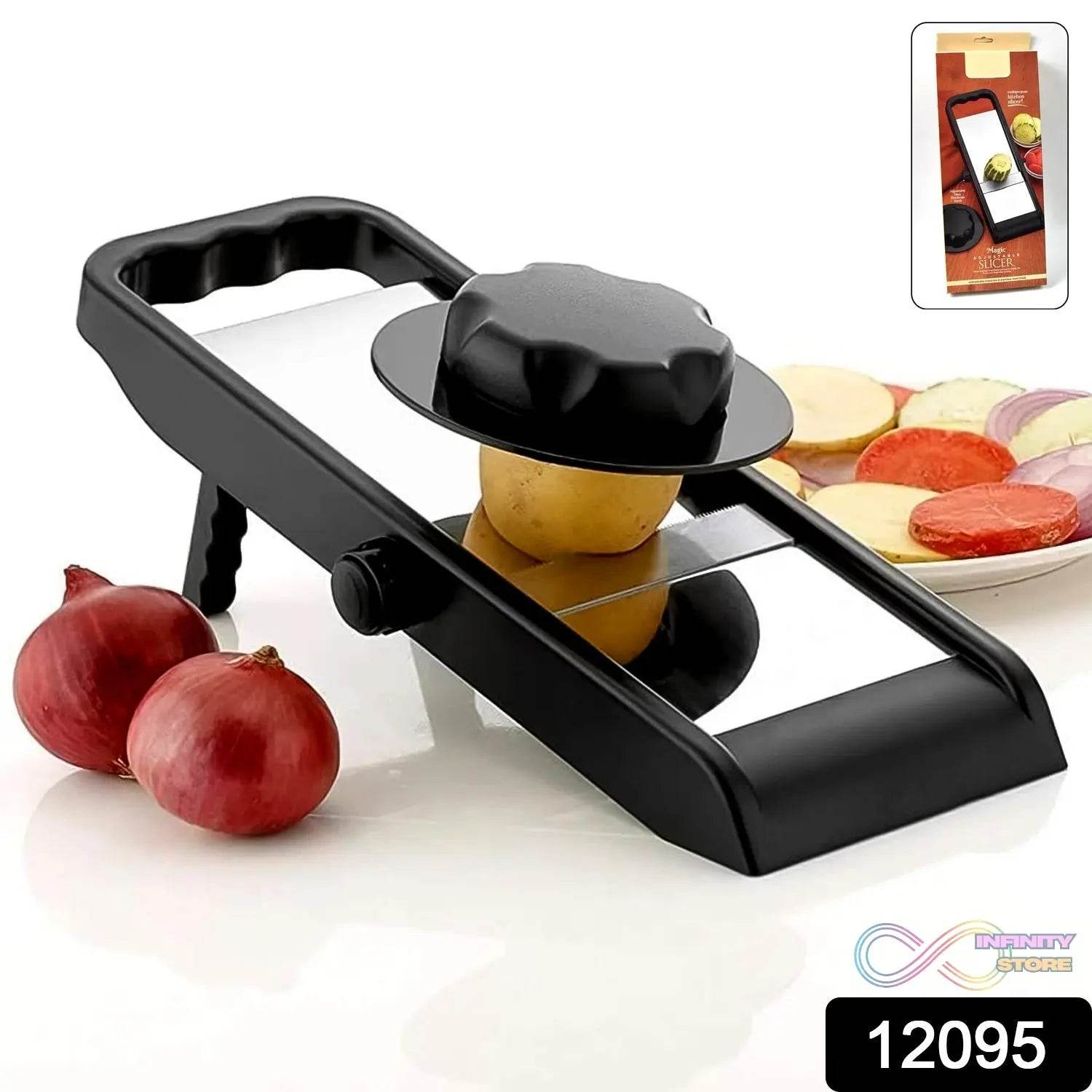 Adjustable Slicer, Stainless Steel and Plastic Premium Multipurpose Potato / Onion Slicer and Grater (1 Pc) - infinityexculsivestore.com