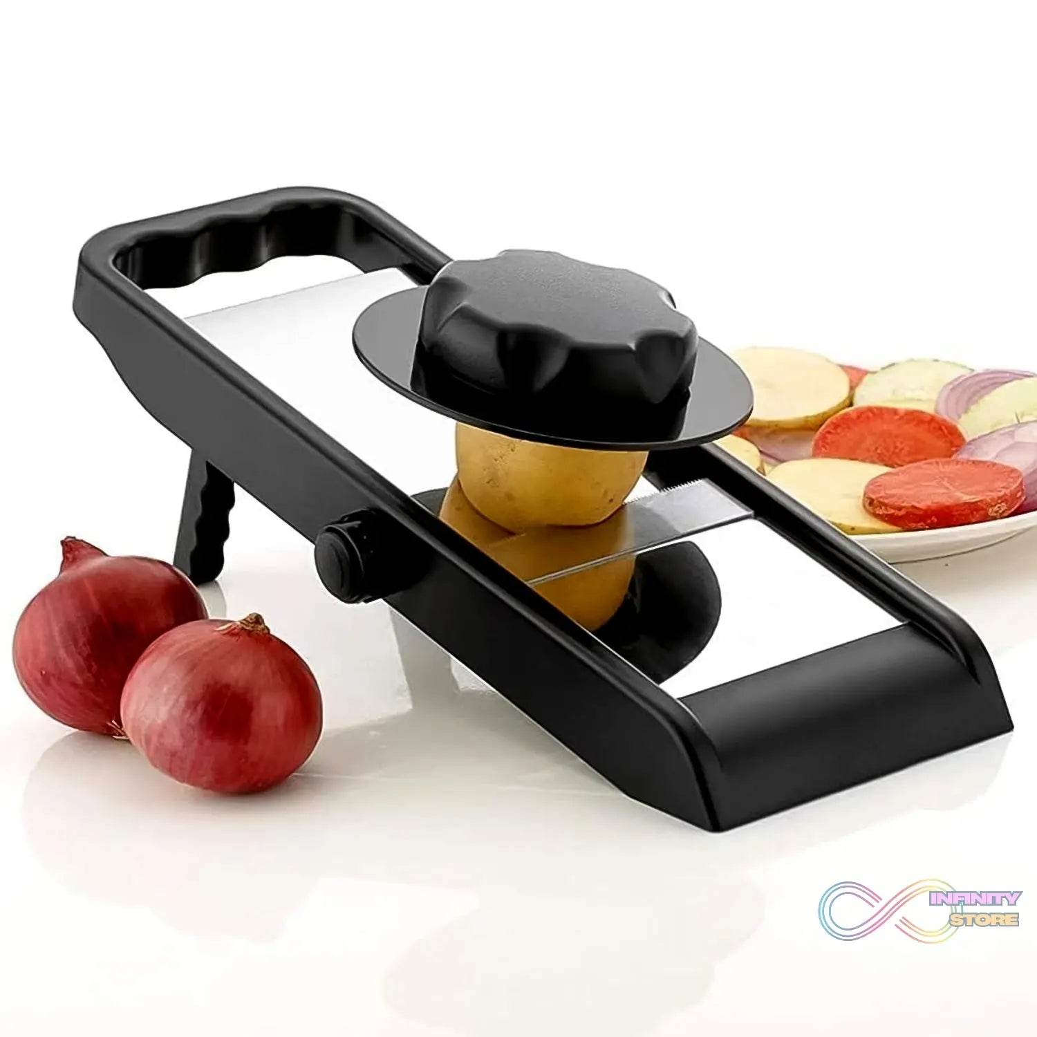 Adjustable Slicer, Stainless Steel and Plastic Premium Multipurpose Potato / Onion Slicer and Grater (1 Pc) - infinityexculsivestore.com