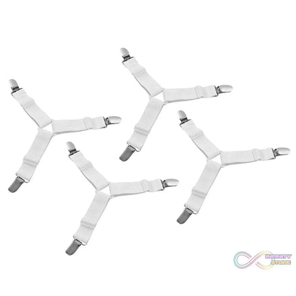 Adjustable Triangle Elastic Suspenders Gripper Holder Straps Clip for Bed Sheets (4 Pc) - infinityexculsivestore.com