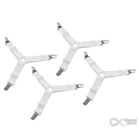 Adjustable Triangle Elastic Suspenders Gripper Holder Straps Clip for Bed Sheets (4 Pc) - infinityexculsivestore.com