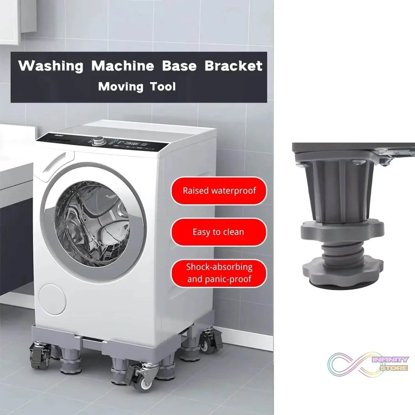 Adjustable Washing Machine Stand (1 Pc / 67×67 Cm Long Adjust) - infinityexculsivestore.com
