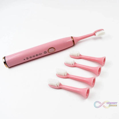 Adult Waterproof Electric Toothbrush with Extra 4 Toothbrush Head (1 Pc / USB Charging Operated / Mix Colour) - infinityexculsivestore.com