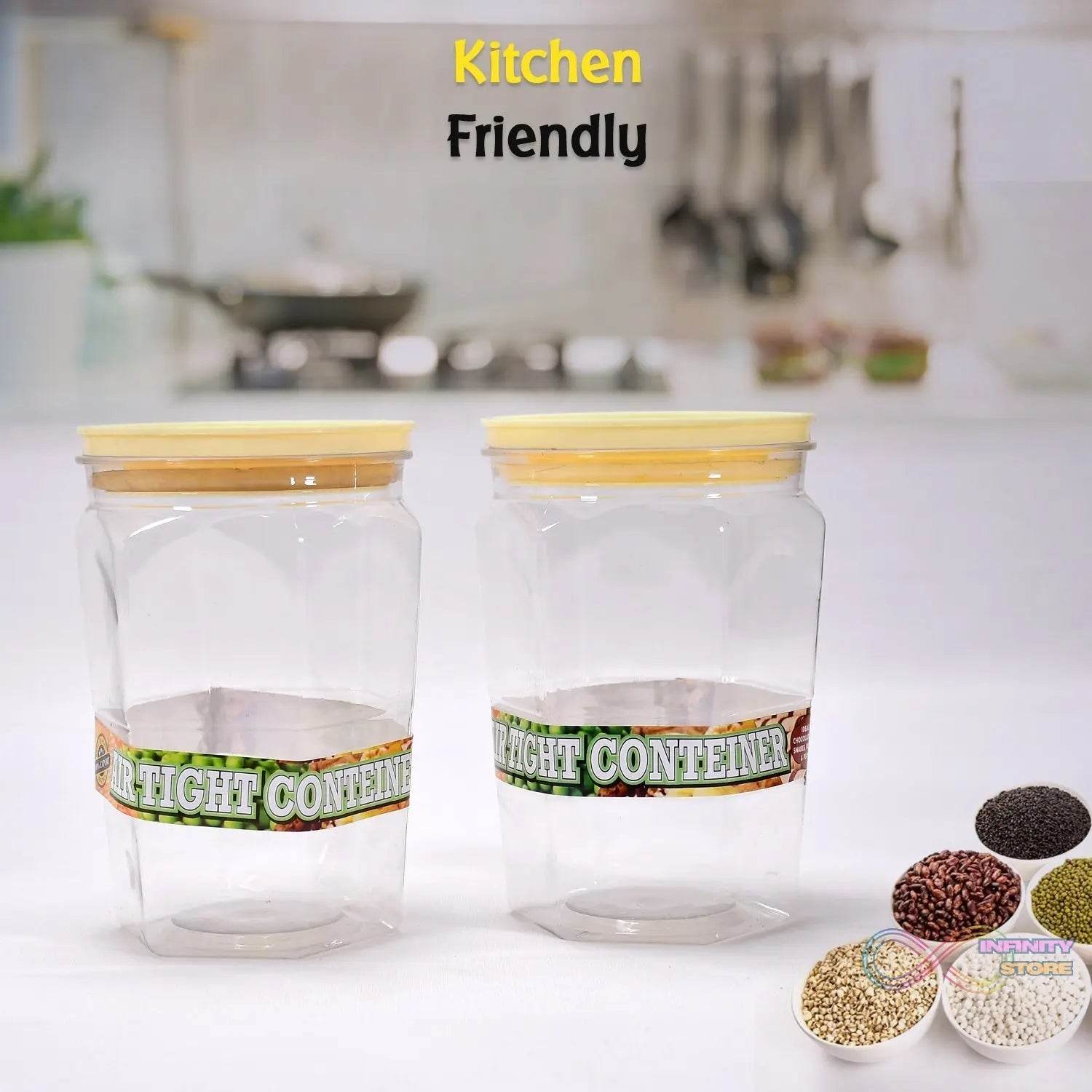 Air Tight Kitchen Storage Container for Rice | Dal | Atta, BPA - Free, Flour | Cereals | Snacks | Stackable | Modular, Round. (Approx - 1100Ml, Set of 2pcs) - infinityexculsivestore.com
