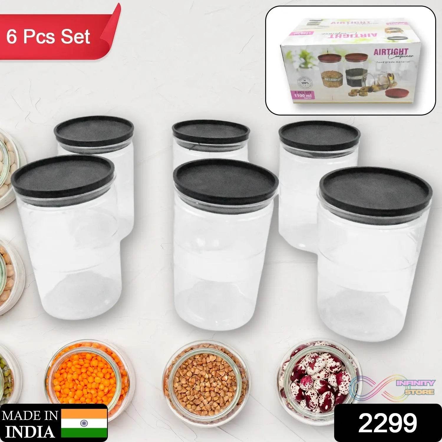 Air Tight Kitchen Storage Container for Rice | Dal | Atta, BPA - Free, Flour | Cereals | Snacks | Stackable | Modular, Round. (Approx - 1100Ml, Set of 6pcs) - infinityexculsivestore.com