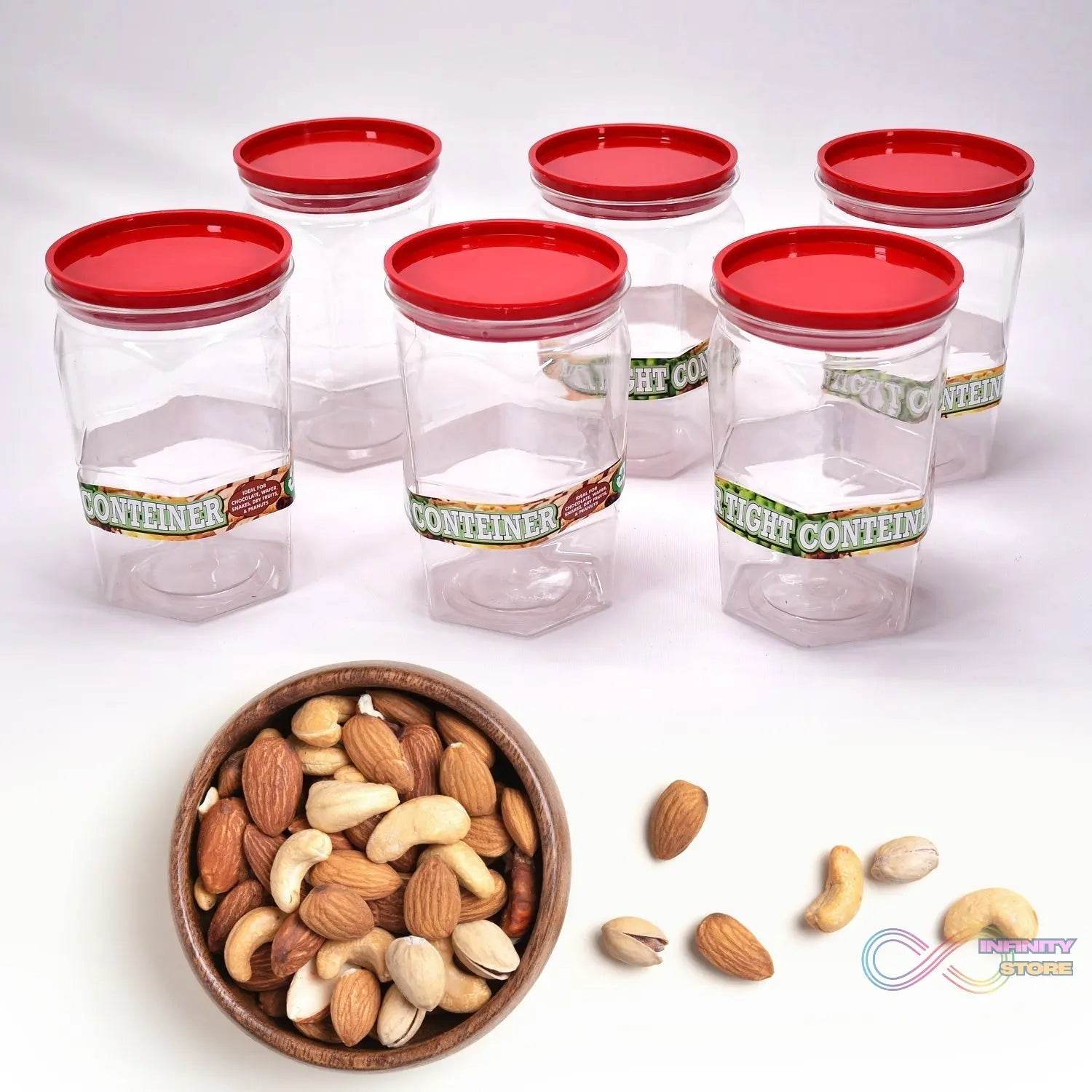 Air Tight Kitchen Storage Container for Rice | Dal | Atta, BPA - Free, Flour | Cereals | Snacks | Stackable | Modular, Round. (Approx - 1100Ml, Set of 6pcs) - infinityexculsivestore.com