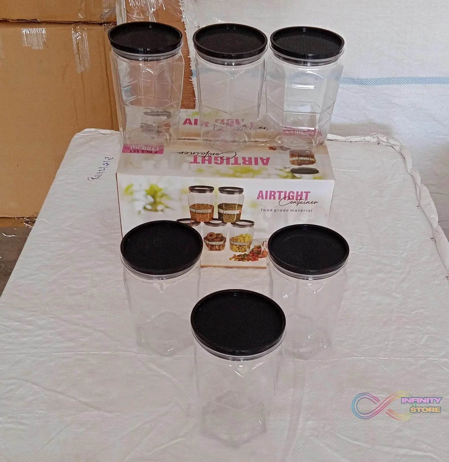 Air Tight Kitchen Storage Container for Rice | Dal | Atta, BPA - Free, Flour | Cereals | Snacks | Stackable | Modular, Round. (Approx - 1100Ml, Set of 6pcs) - infinityexculsivestore.com