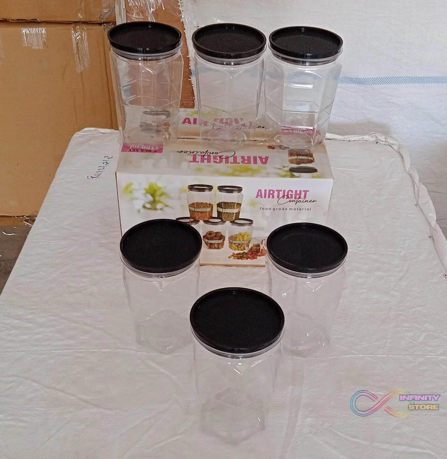 Air Tight Kitchen Storage Container for Rice | Dal | Atta, BPA - Free, Flour | Cereals | Snacks | Stackable | Modular, Round. (Approx - 1100Ml, Set of 6pcs) - infinityexculsivestore.com