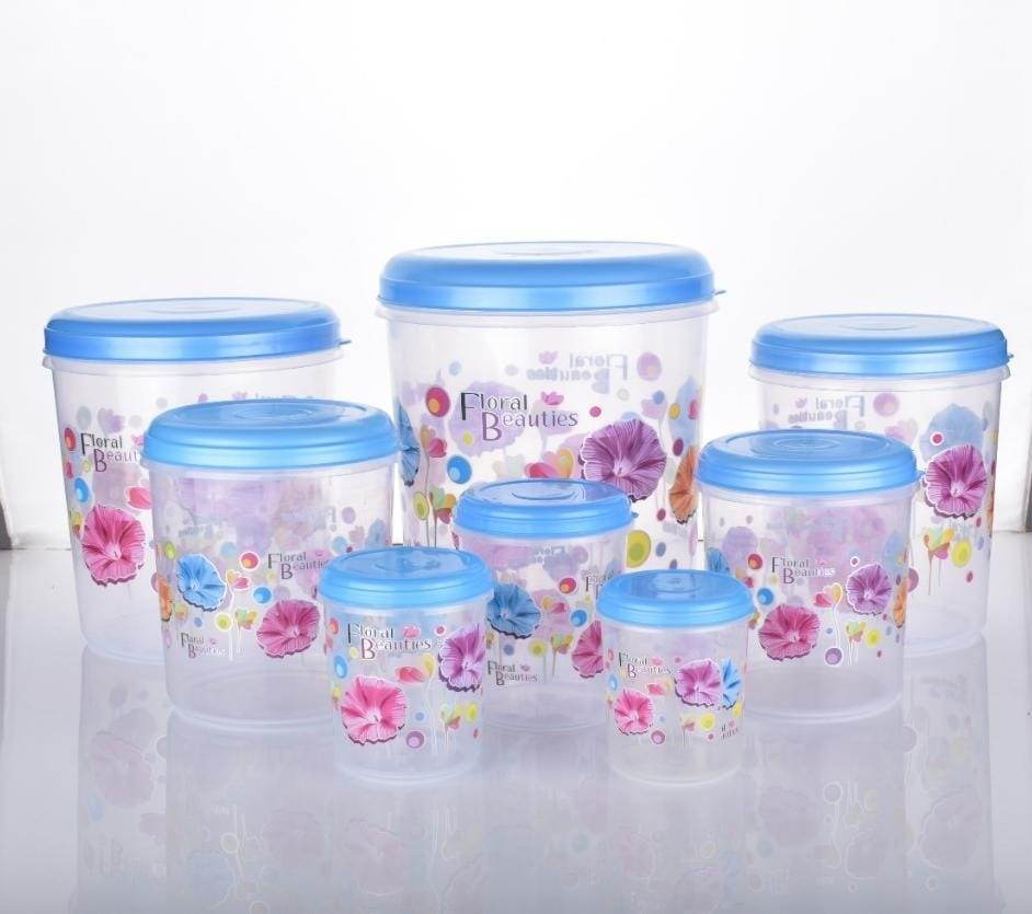 Air Tight Plastic Transparent Container Set (10000ml, 7000ml, 5000ml, 3000ml, 2000ml, 1000ml, 750ml, 500ml) - infinityexculsivestore.com