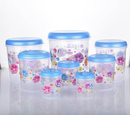 Air Tight Plastic Transparent Container Set (10000ml, 7000ml, 5000ml, 3000ml, 2000ml, 1000ml, 750ml, 500ml) - infinityexculsivestore.com