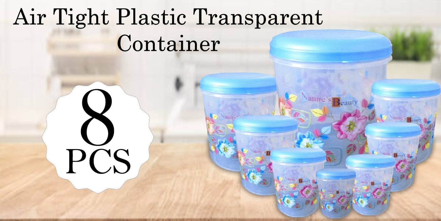 Air Tight Plastic Transparent Container Set (10000ml, 7000ml, 5000ml, 3000ml, 2000ml, 1000ml, 750ml, 500ml) - infinityexculsivestore.com