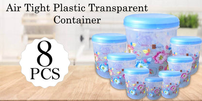 Air Tight Plastic Transparent Container Set (10000ml, 7000ml, 5000ml, 3000ml, 2000ml, 1000ml, 750ml, 500ml) - infinityexculsivestore.com