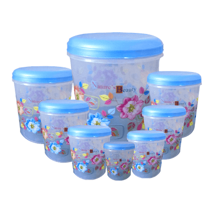 Air Tight Plastic Transparent Container Set (10000ml, 7000ml, 5000ml, 3000ml, 2000ml, 1000ml, 750ml, 500ml) - infinityexculsivestore.com