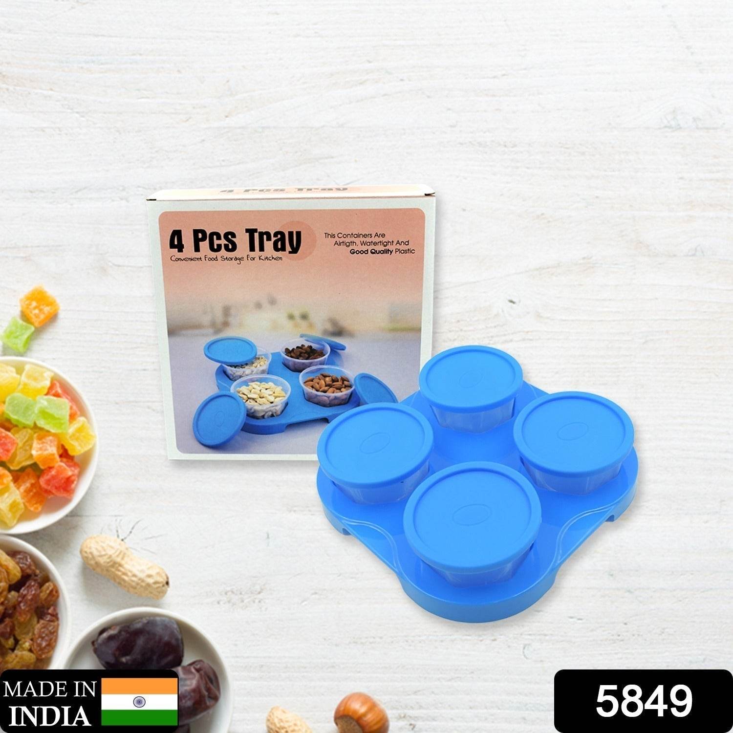 Airtight Container Jar 4 Pc Set With Stylish Tray for Kitchen Unbreakable Jar Set for Multipurpose Storage ( Mukhwas Dani ) - infinityexculsivestore.com