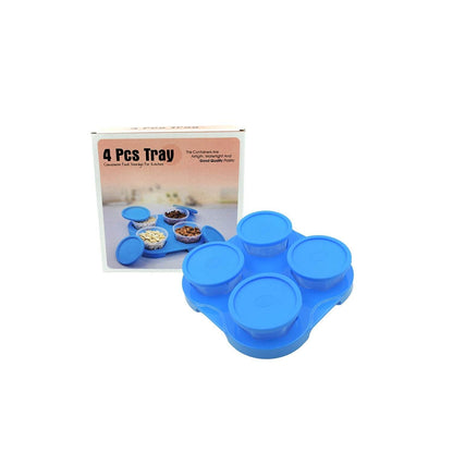 Airtight Container Jar 4 Pc Set With Stylish Tray for Kitchen Unbreakable Jar Set for Multipurpose Storage ( Mukhwas Dani ) - infinityexculsivestore.com