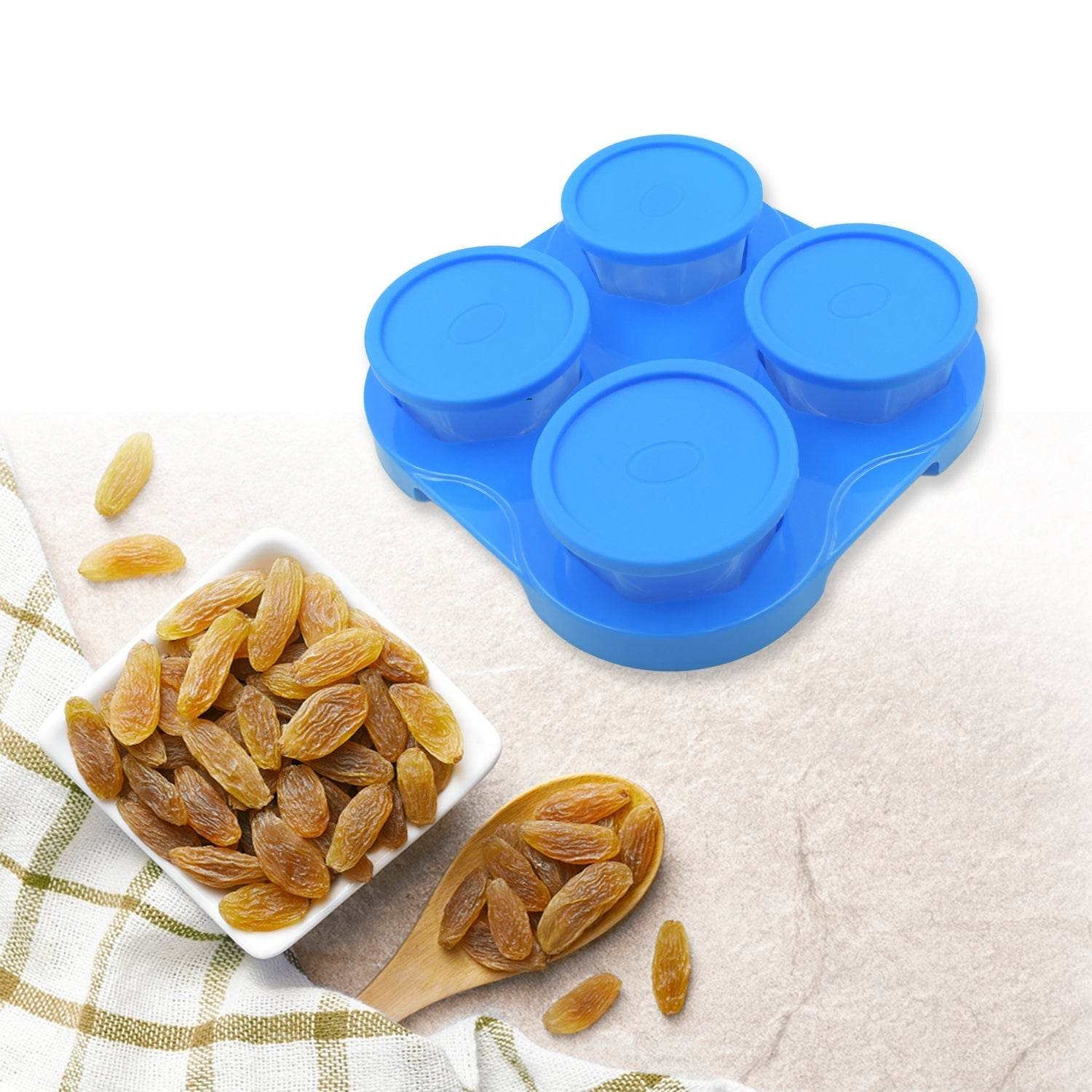 Airtight Container Jar 4 Pc Set With Stylish Tray for Kitchen Unbreakable Jar Set for Multipurpose Storage ( Mukhwas Dani ) - infinityexculsivestore.com