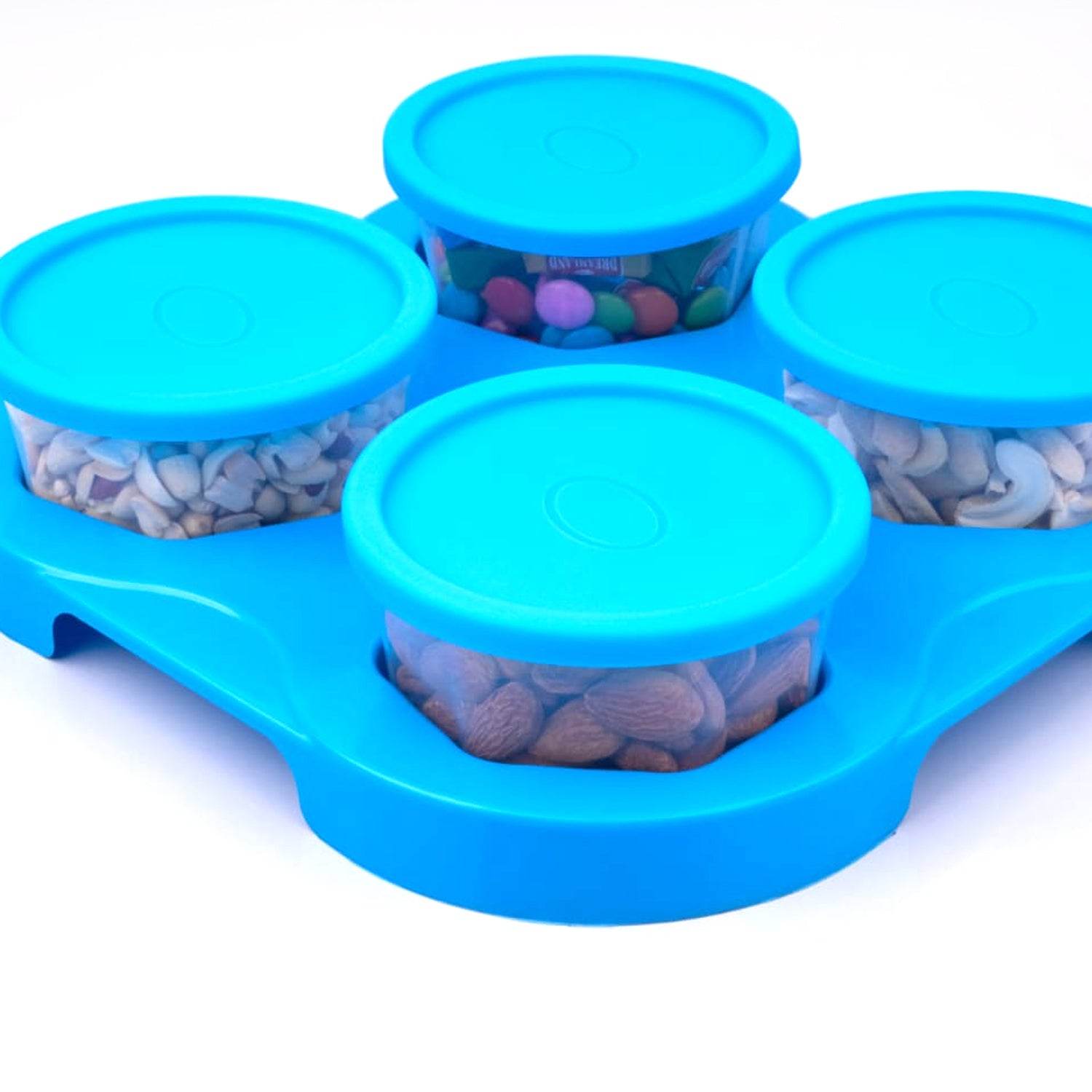 Airtight Container Jar 4 Pc Set With Stylish Tray for Kitchen Unbreakable Jar Set for Multipurpose Storage ( Mukhwas Dani ) - infinityexculsivestore.com