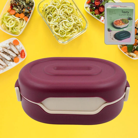 Airtight Food Grade Tiffin Box with 2 in 1 Spoon And 2 Compartment - infinityexculsivestore.com