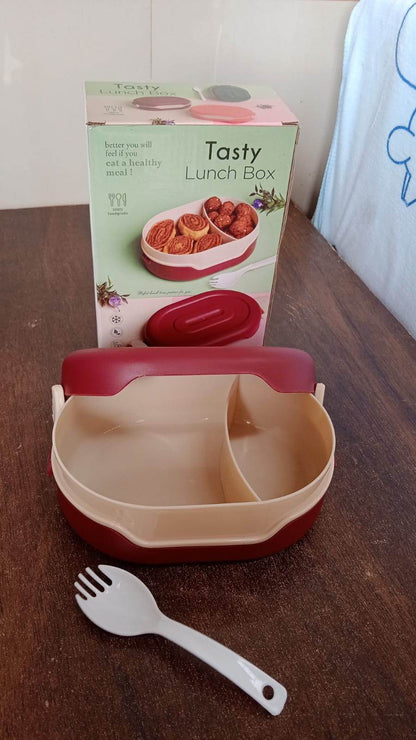Airtight Food Grade Tiffin Box with 2 in 1 Spoon And 2 Compartment - infinityexculsivestore.com
