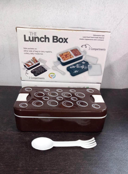 Airtight Lunch Box - 2 Compartment, Leak-Proof, Food-Grade Material, Modern Compact Design with Spoon - infinityexculsivestore.com