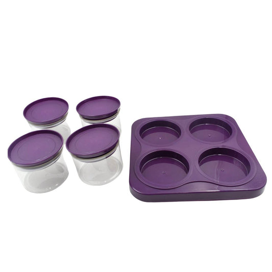 Airtight Plastic 4 Pc Storage Container Set, With Tray Dry Fruit Plastic Storage Container Tray Set With Lid & Serving Tray For Kitchen - infinityexculsivestore.com