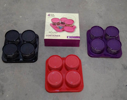 Airtight Plastic 4 Pc Storage Container Set, With Tray Dry Fruit Plastic Storage Container Tray Set With Lid & Serving Tray For Kitchen - infinityexculsivestore.com