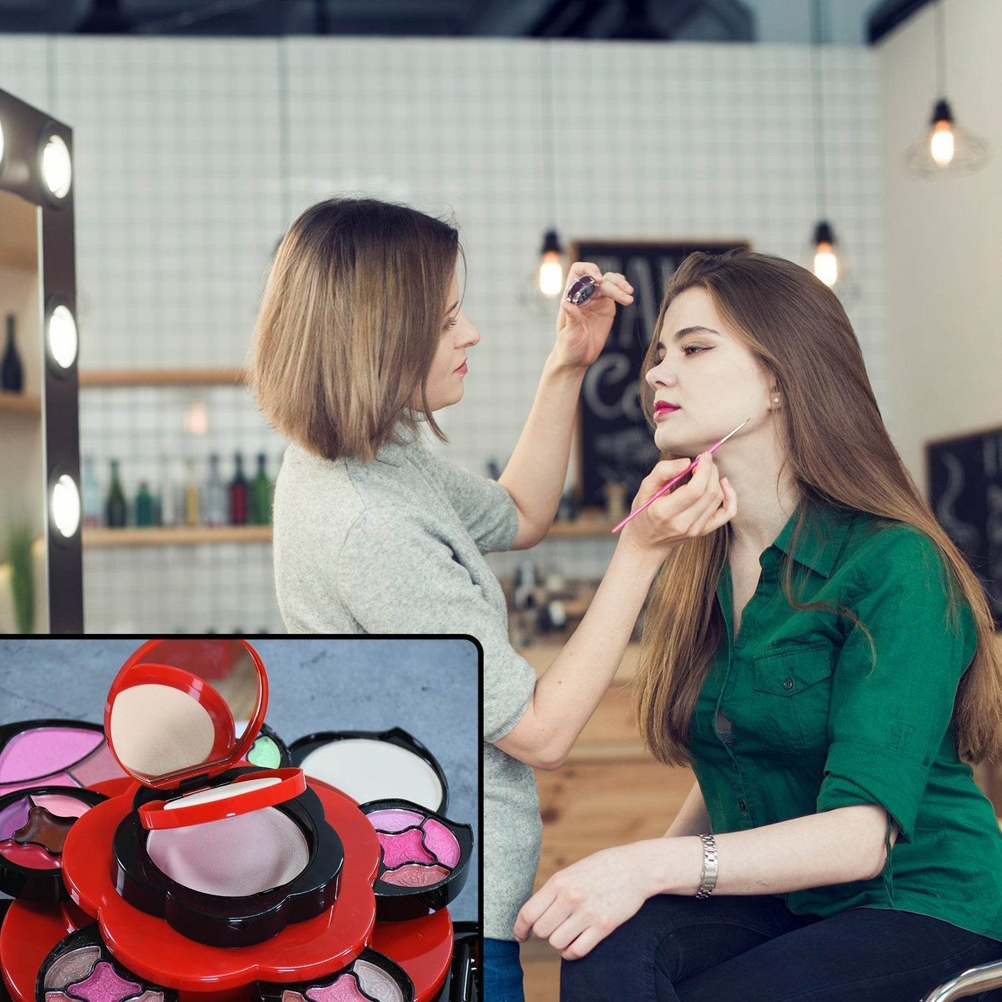 All in One Makeup Kit for Teens Flower Palette for Girls 3 Tier Cosplay - infinityexculsivestore.com