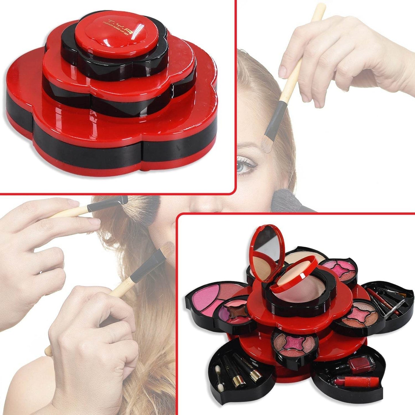 All in One Makeup Kit for Teens Flower Palette for Girls 3 Tier Cosplay - infinityexculsivestore.com