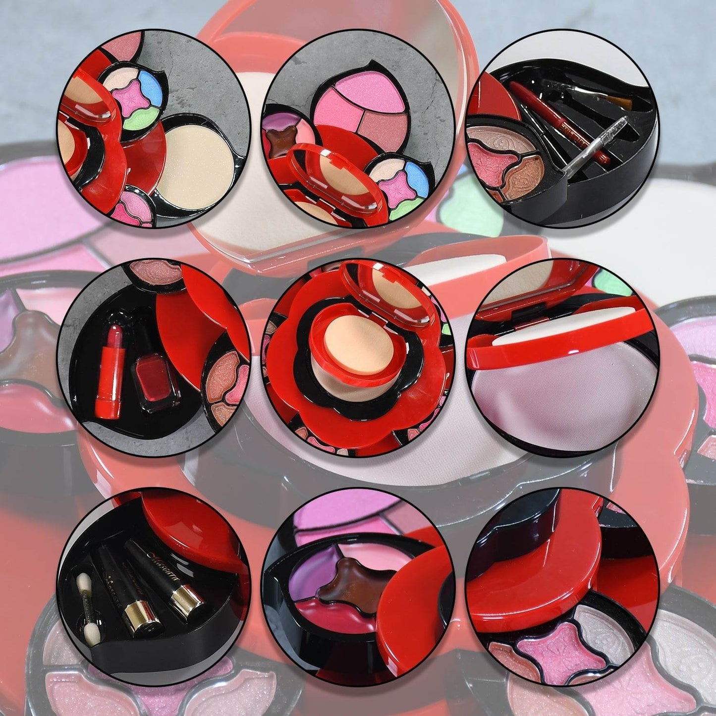 All in One Makeup Kit for Teens Flower Palette for Girls 3 Tier Cosplay - infinityexculsivestore.com