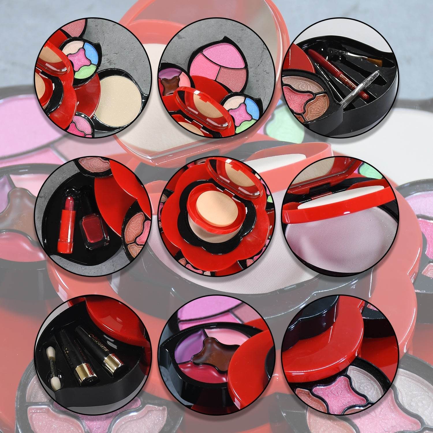 All in One Makeup Kit for Teens Flower Palette for Girls 3 Tier Cosplay - infinityexculsivestore.com