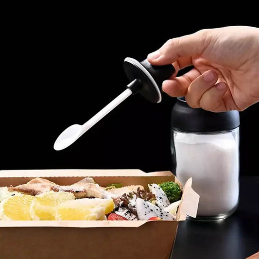All-in-One Seasoning Jar: Heat-Resistant Glass with Spoon (1 Pc) - infinityexculsivestore.com