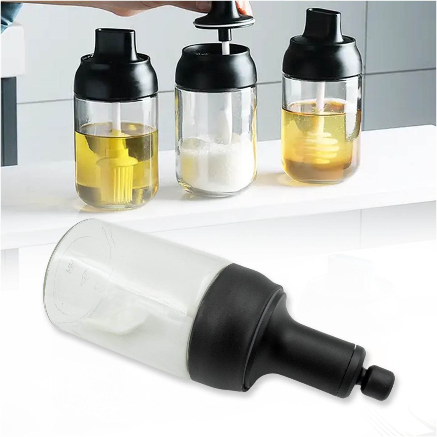 All-in-One Seasoning Jar: Heat-Resistant Glass with Spoon (1 Pc) - infinityexculsivestore.com