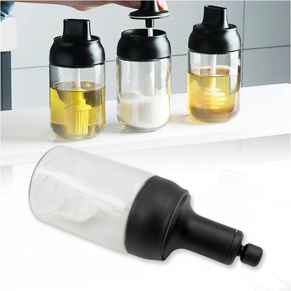 All-in-One Seasoning Jar: Heat-Resistant Glass with Spoon (1 Pc) - infinityexculsivestore.com