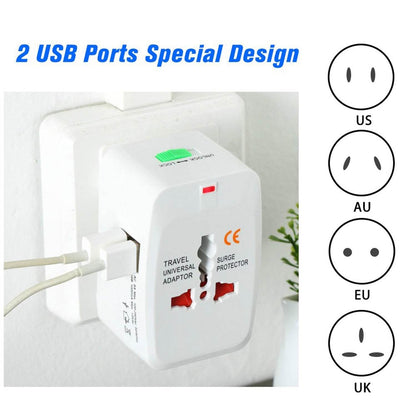 All-in-One Universal Worldwide Travelling AC Adaptor Plug (AU / UK / US / EU) International Power Charger Electric USB Power Plug Socket Adapter Converter (1 Pc) - infinityexculsivestore.com