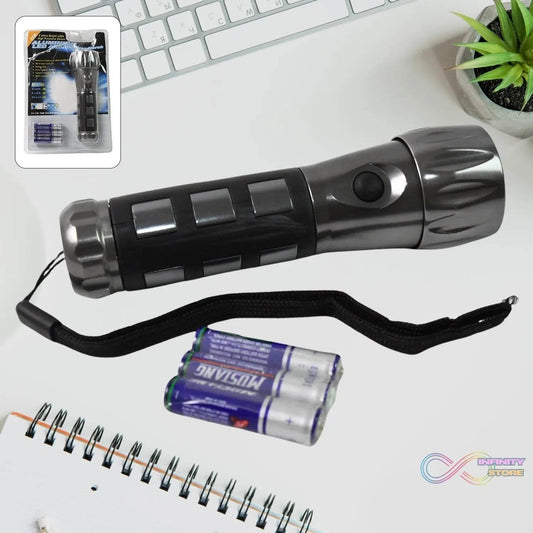 Aluminium Led/Xenon rubber grip Handtourch (3*1.5V AAA batteries / Not Included) - infinityexculsivestore.com