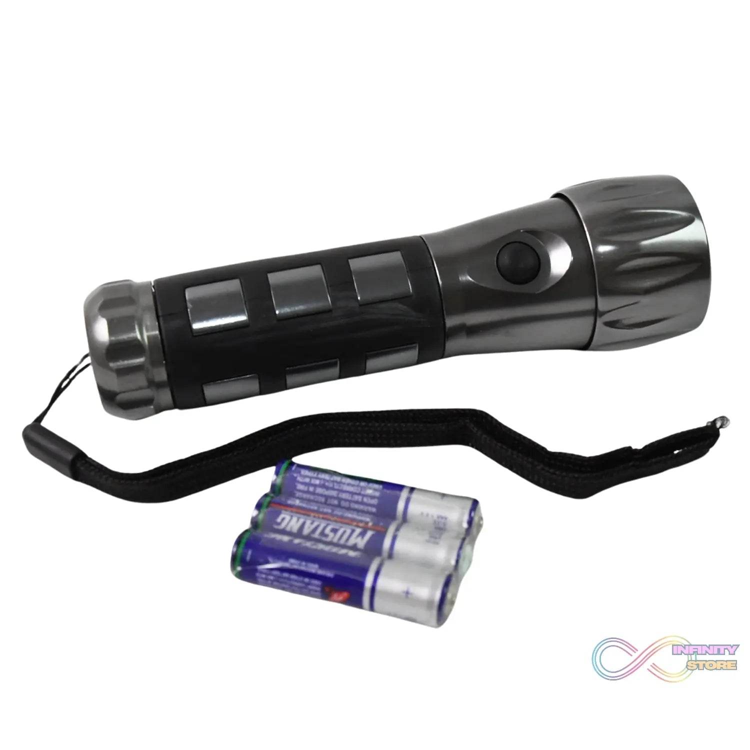Aluminium Led/Xenon rubber grip Handtourch (3*1.5V AAA batteries / Not Included) - infinityexculsivestore.com
