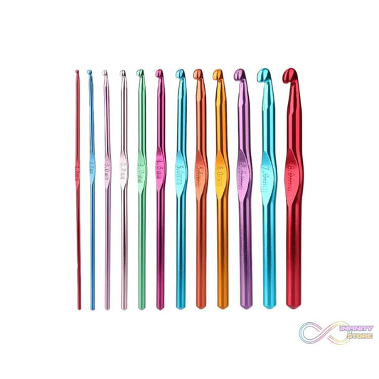 Aluminium Multicolor Knitting Needles, Crochet Kit (12 Pcs Set) - infinityexculsivestore.com