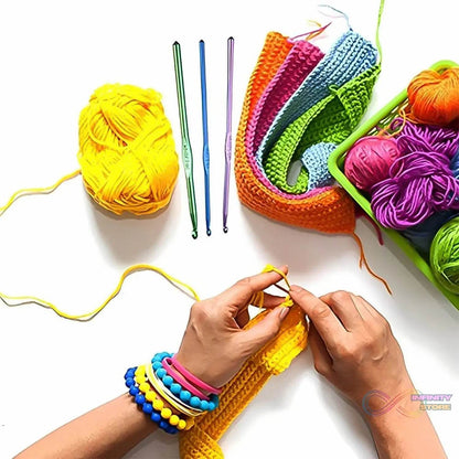 Aluminium Multicolor Knitting Needles, Crochet Kit (12 Pcs Set) - infinityexculsivestore.com