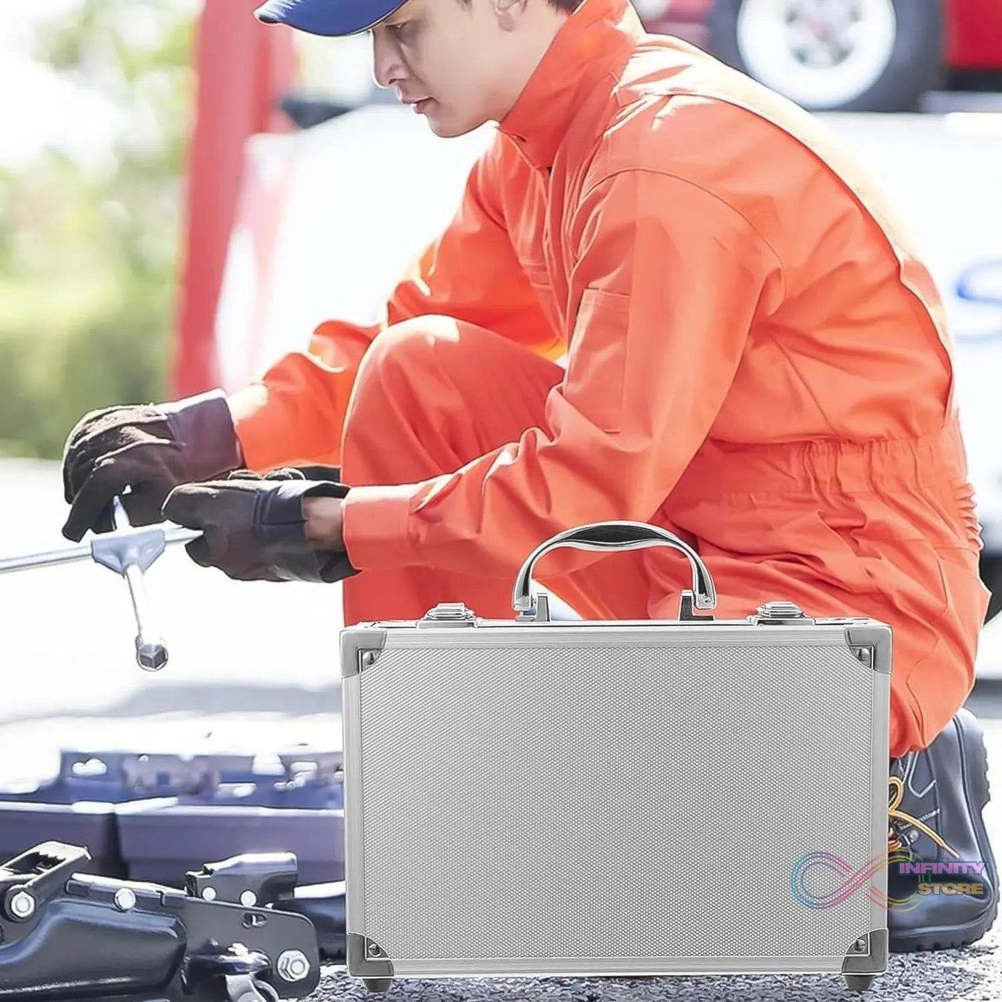 Aluminium & Wooden Multipurpose Portable Suitcase Travel Tool Box With 2 Keys For Lock (45×29×20 Cm / 1 Pc) - infinityexculsivestore.com