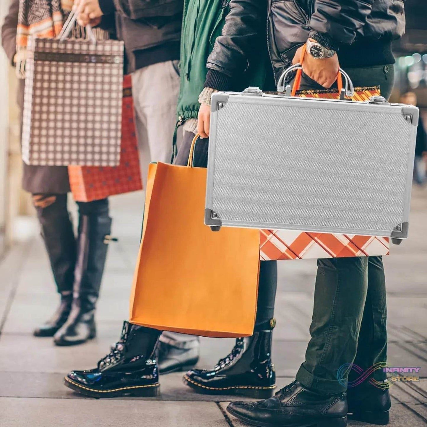 Aluminium & Wooden Multipurpose Portable Suitcase Travel Tool Box With 2 Keys For Lock (45×29×20 Cm / 1 Pc) - infinityexculsivestore.com