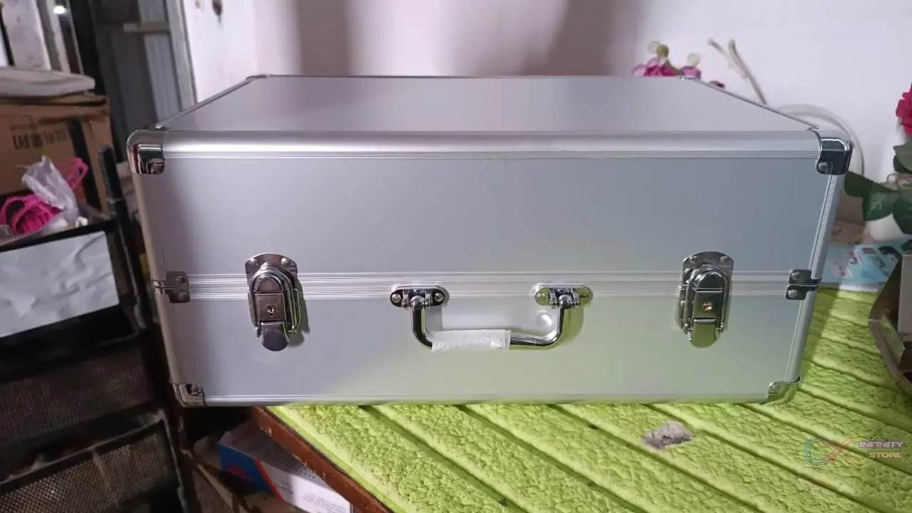 Aluminium & Wooden Multipurpose Portable Suitcase Travel Tool Box With 2 Keys For Lock (45×29×20 Cm / 1 Pc) - infinityexculsivestore.com